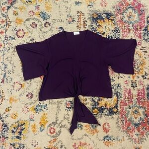 Adrienne Deep Purple Tie-Front Blouse